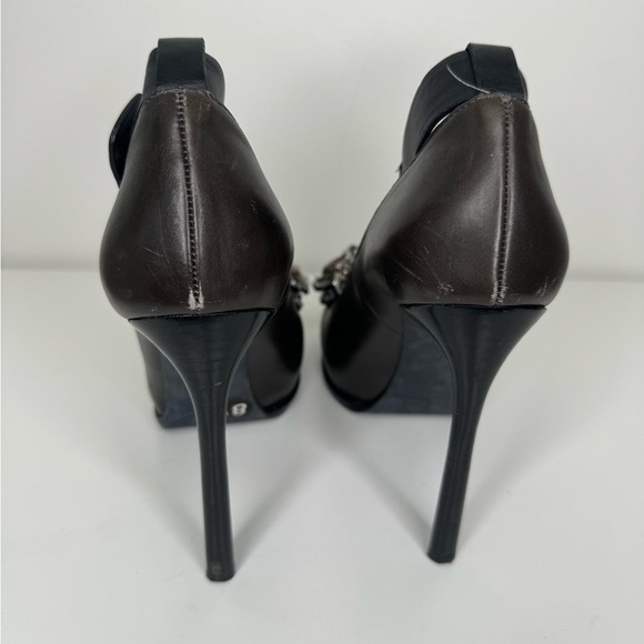 Lanvin Dark Grey Rhinestone Jewel Pumps Sz 38.5 - Picture 3 of 6